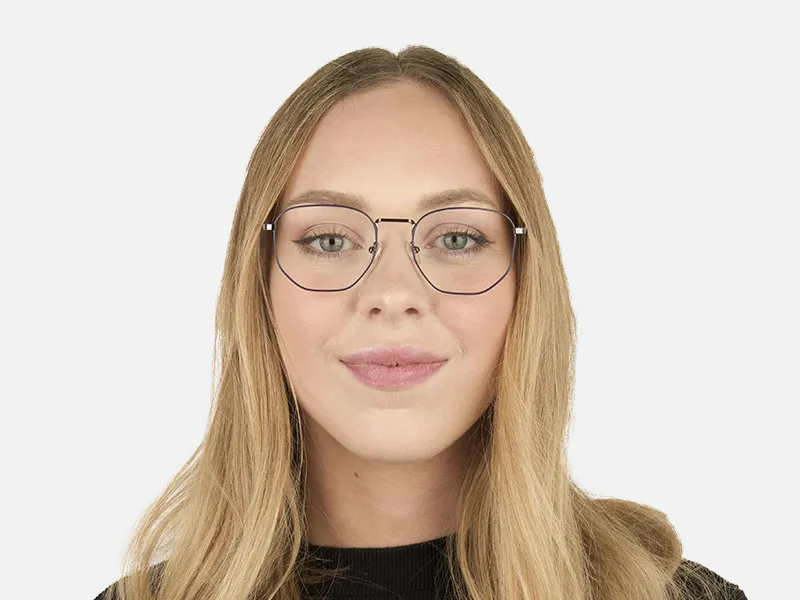 Geometric Blue Gunmetal Spectacles - 2