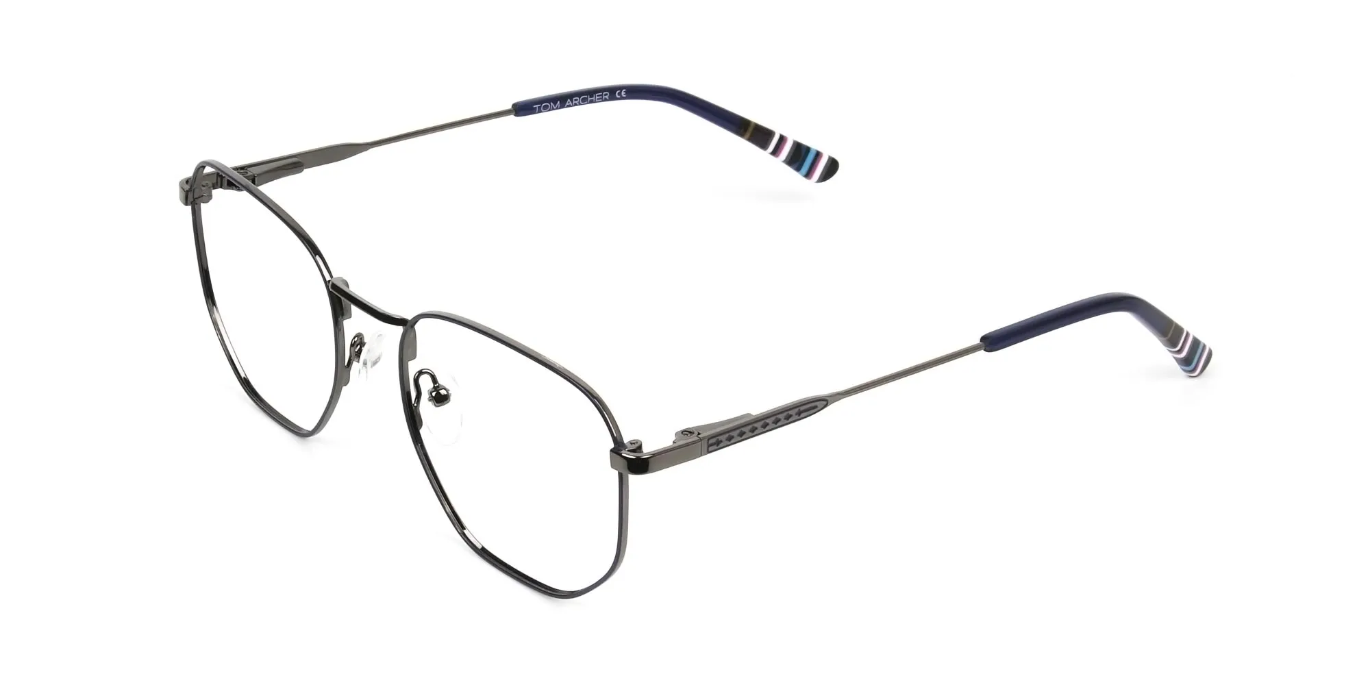 Geometric Blue Gunmetal Spectacles - 2
