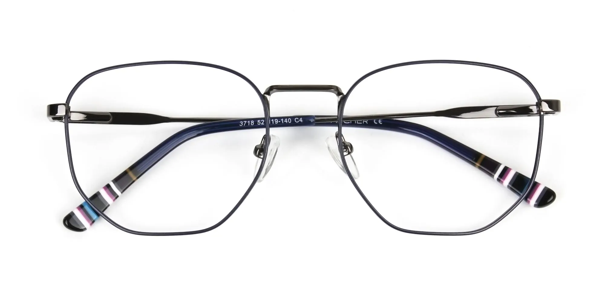 Geometric Blue Gunmetal Spectacles - 2