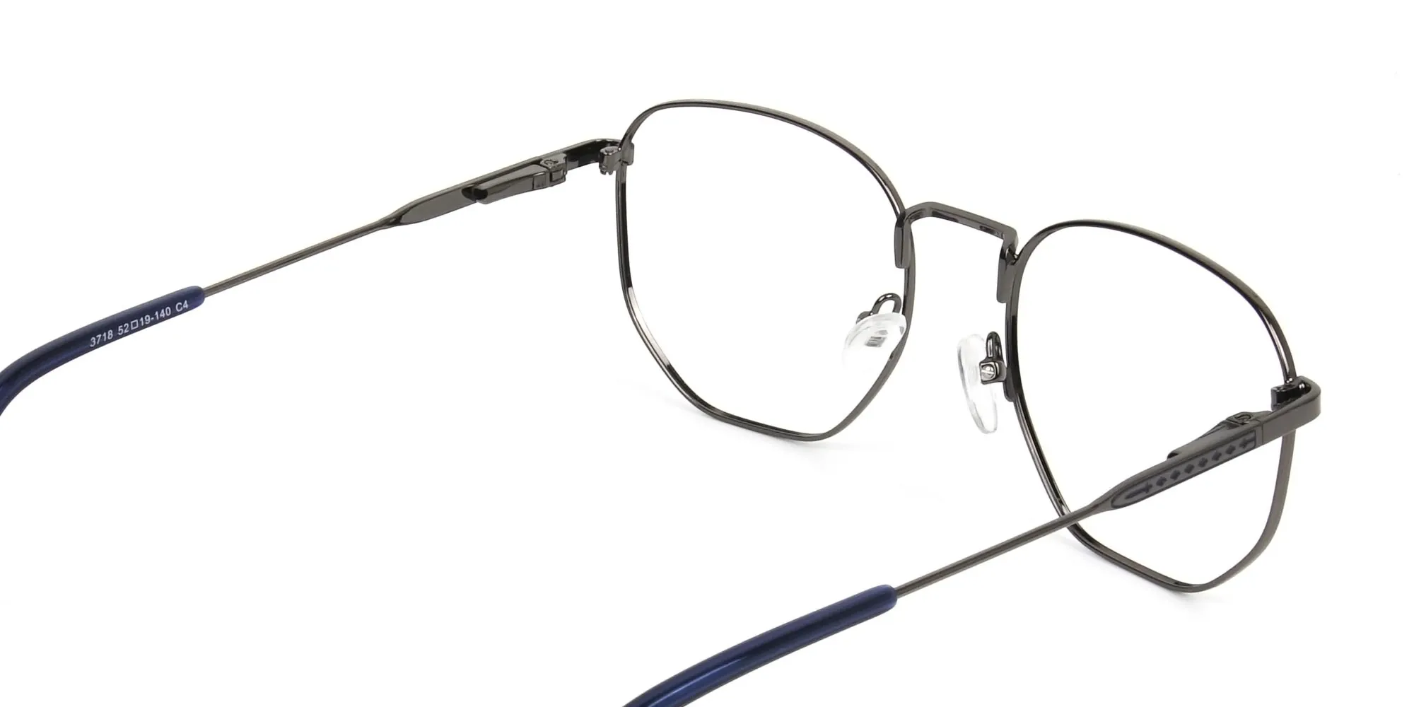 Geometric Blue Gunmetal Spectacles - 2