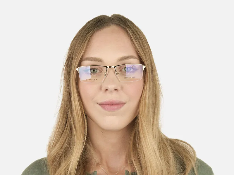 Gold Semi-Rim Glasses with Spring Hinges-2