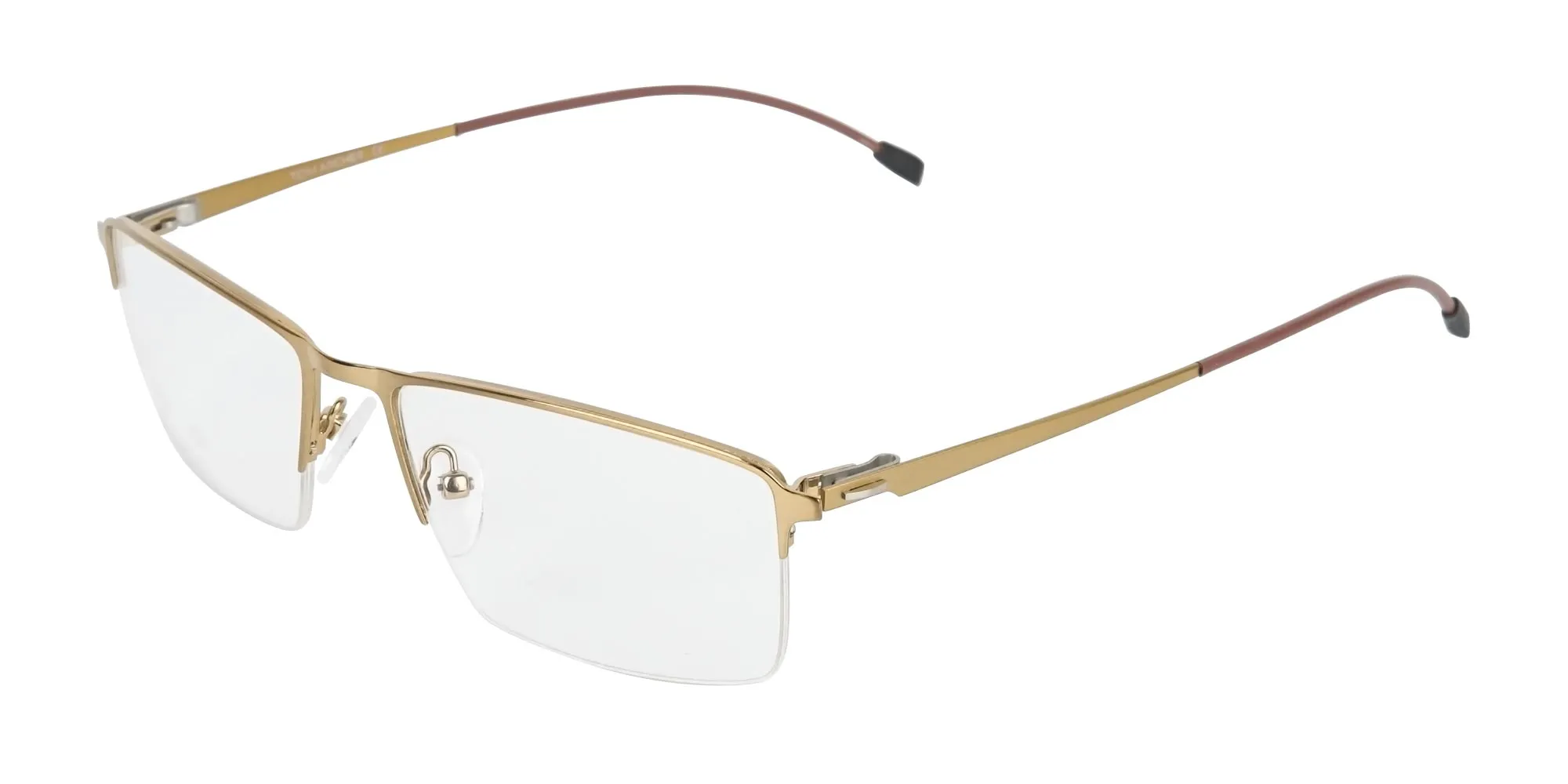 Gold Semi-Rim Glasses with Spring Hinges-2