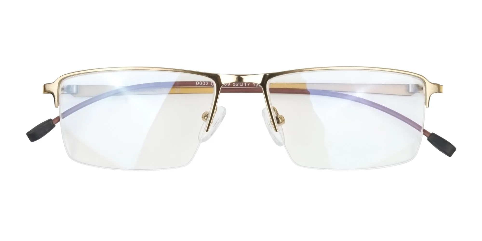 Gold Semi-Rim Glasses with Spring Hinges-2