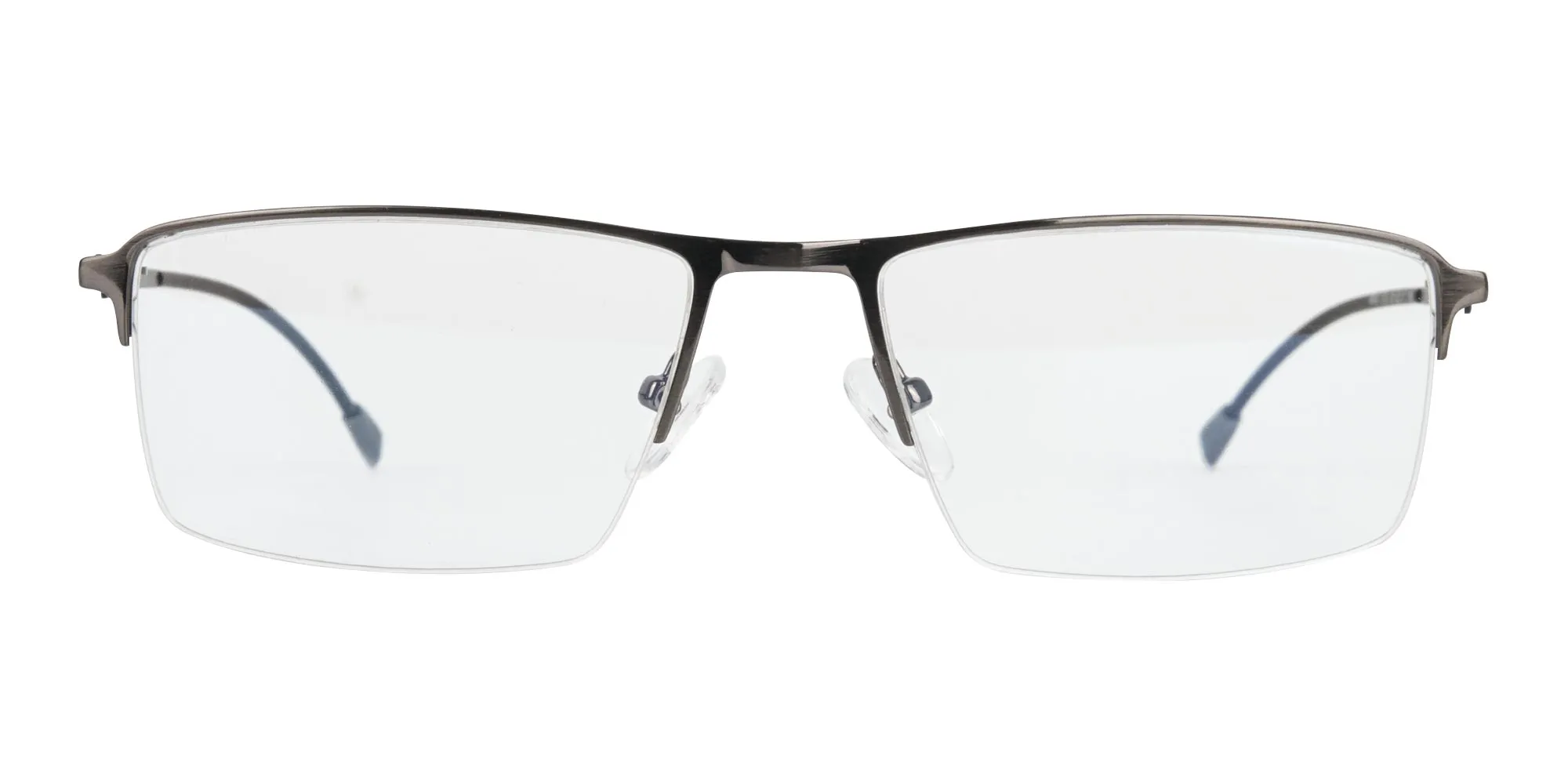 Semi-Rimless Rectangular Glasses in Gunmetal-2