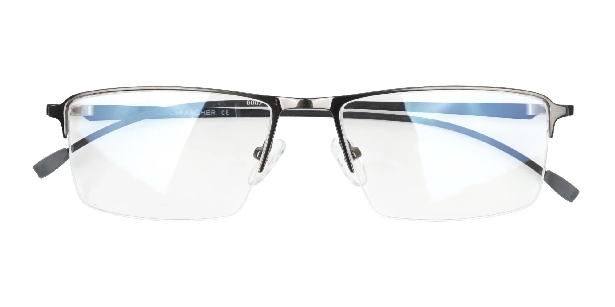 Semi-Rimless Rectangular Glasses in Gunmetal-2