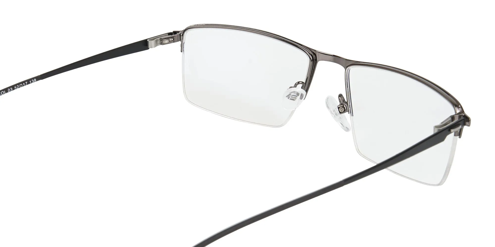 Semi-Rimless Rectangular Glasses in Gunmetal-2
