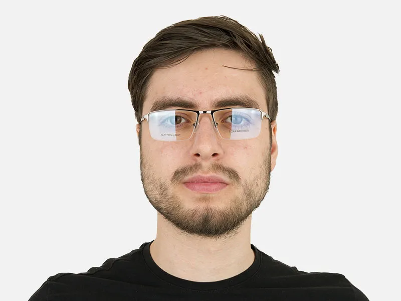 Semi-Rimless Rectangular Glasses in Gunmetal-2