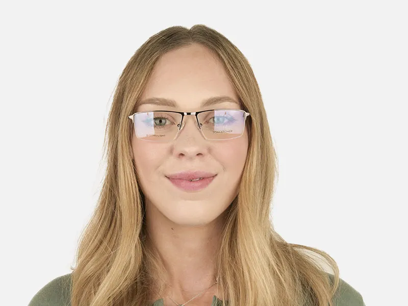 Semi-Rimless Rectangular Glasses in Gunmetal-2