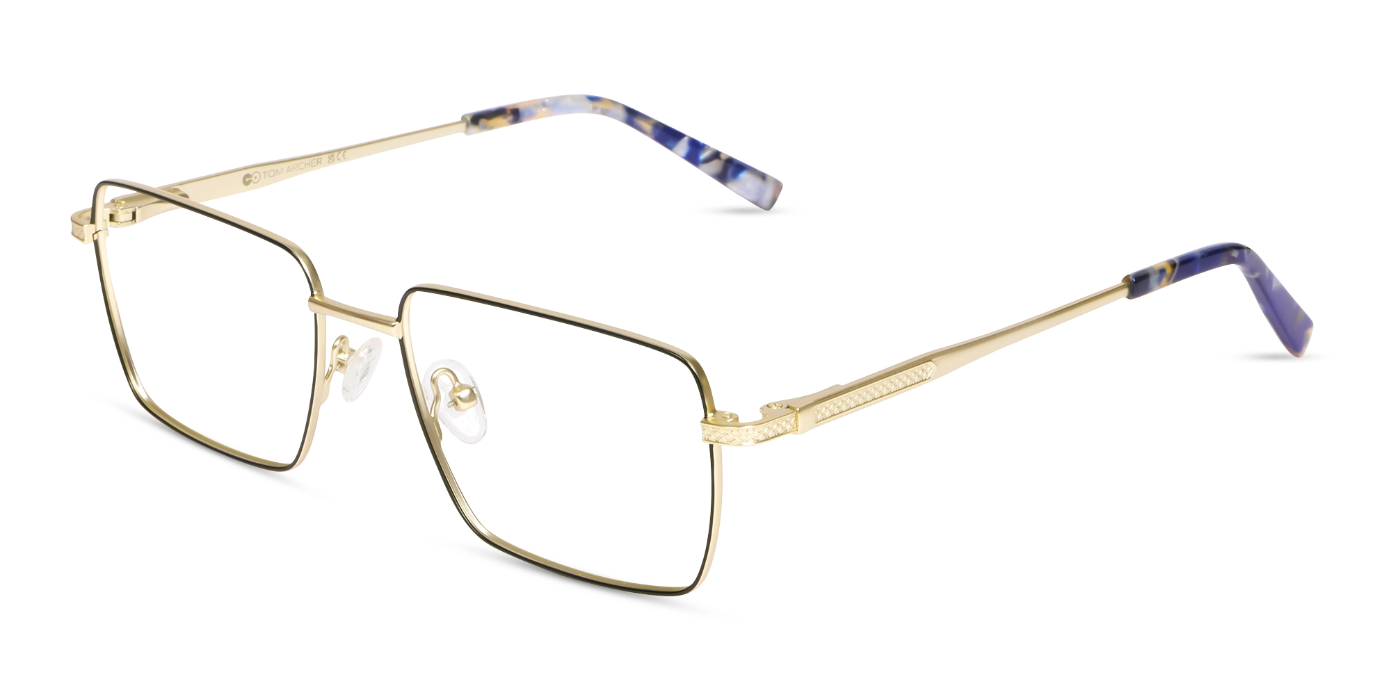 Black And Gold Rectangular Glasses
