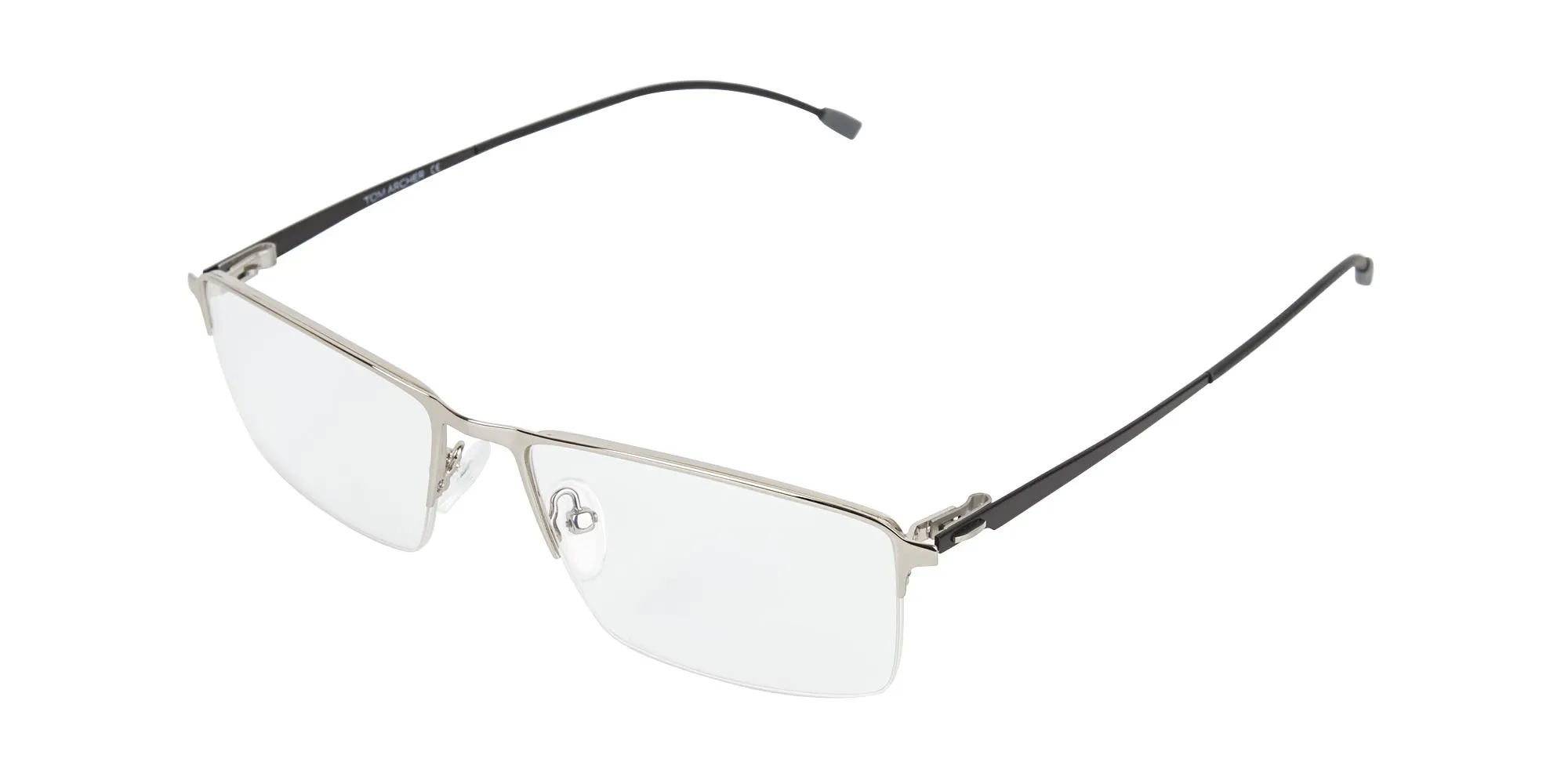 Silver Semi-Rim Rectangle Glasses-02 Silver Semi-Rim Rectangle Glasses-02