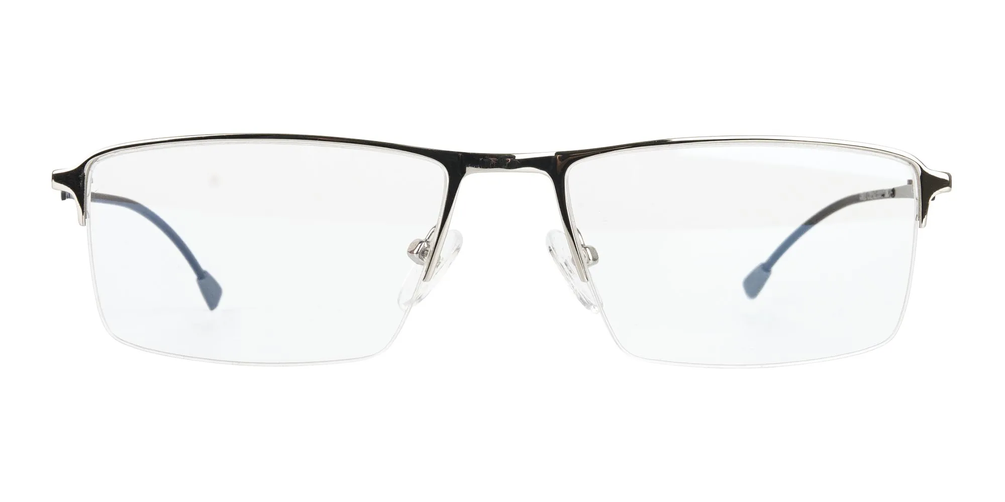 T0002H/S - Silver Semi-Rim Rectangle Glasses