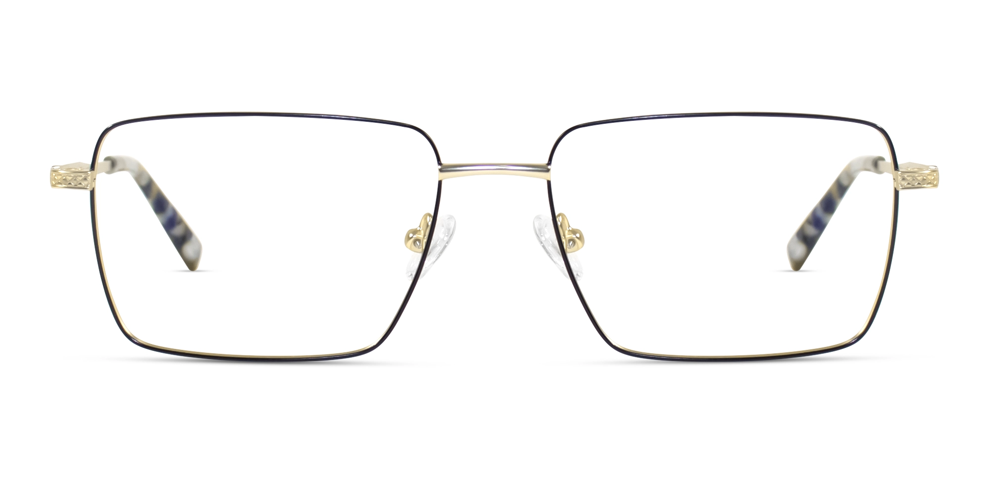 Black And Gold Rectangular Glasses