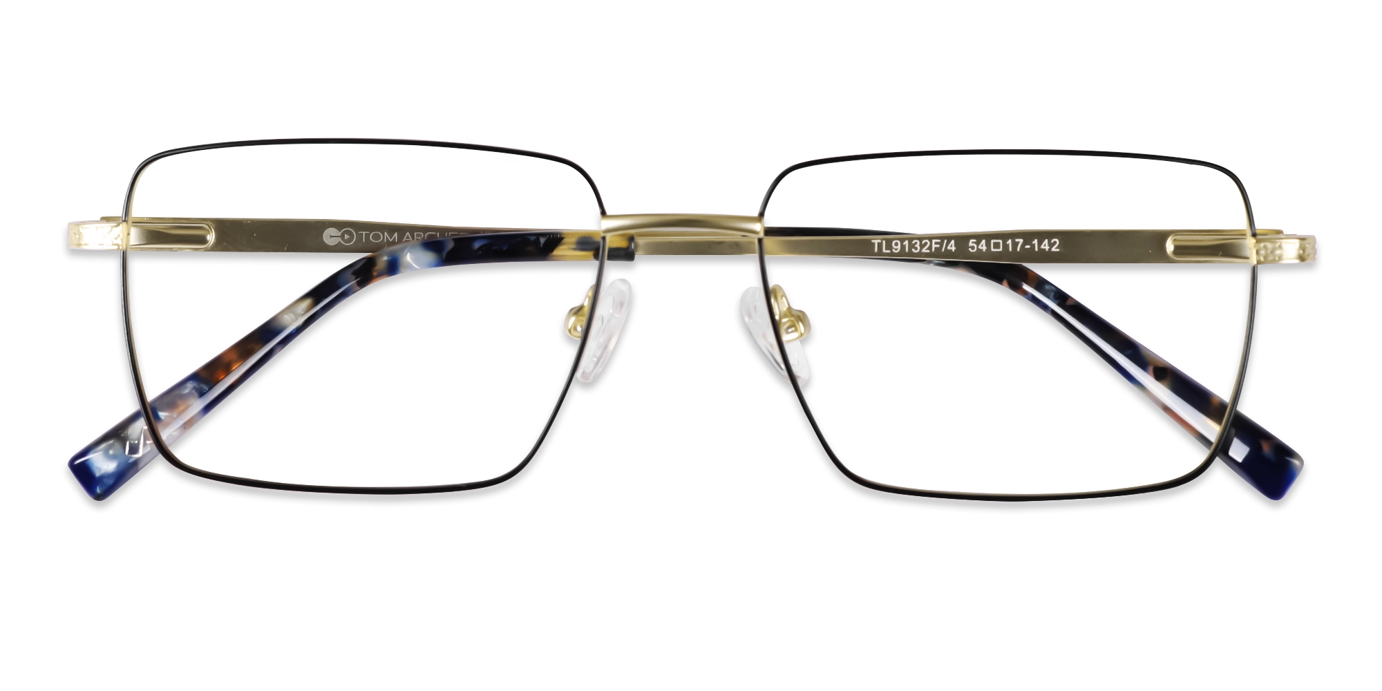 Black And Gold Rectangular Glasses