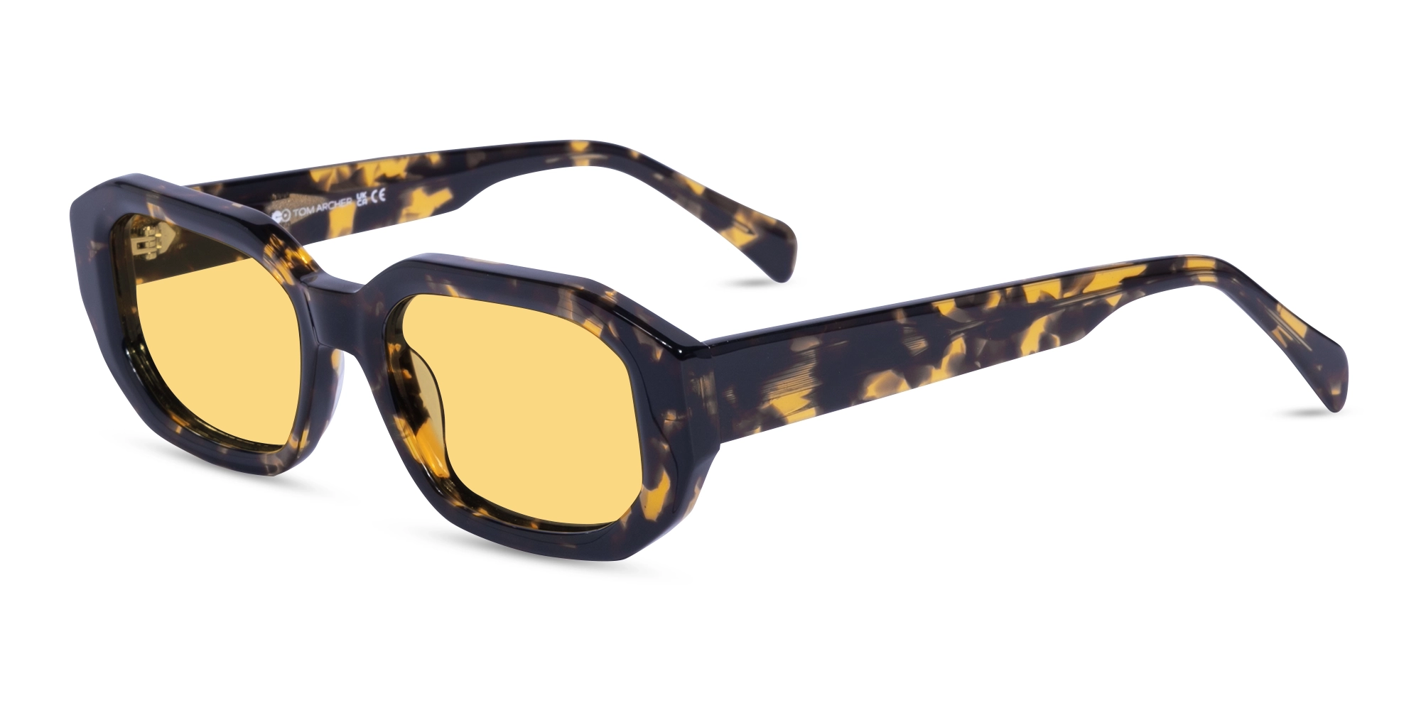 Yellow Tinted Acetate Rectangle Sunglasses-3