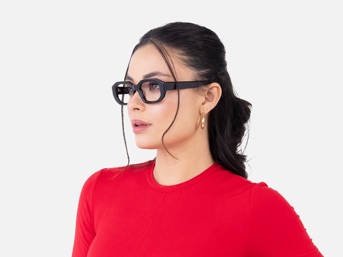 Black Rectangle Glasses-52