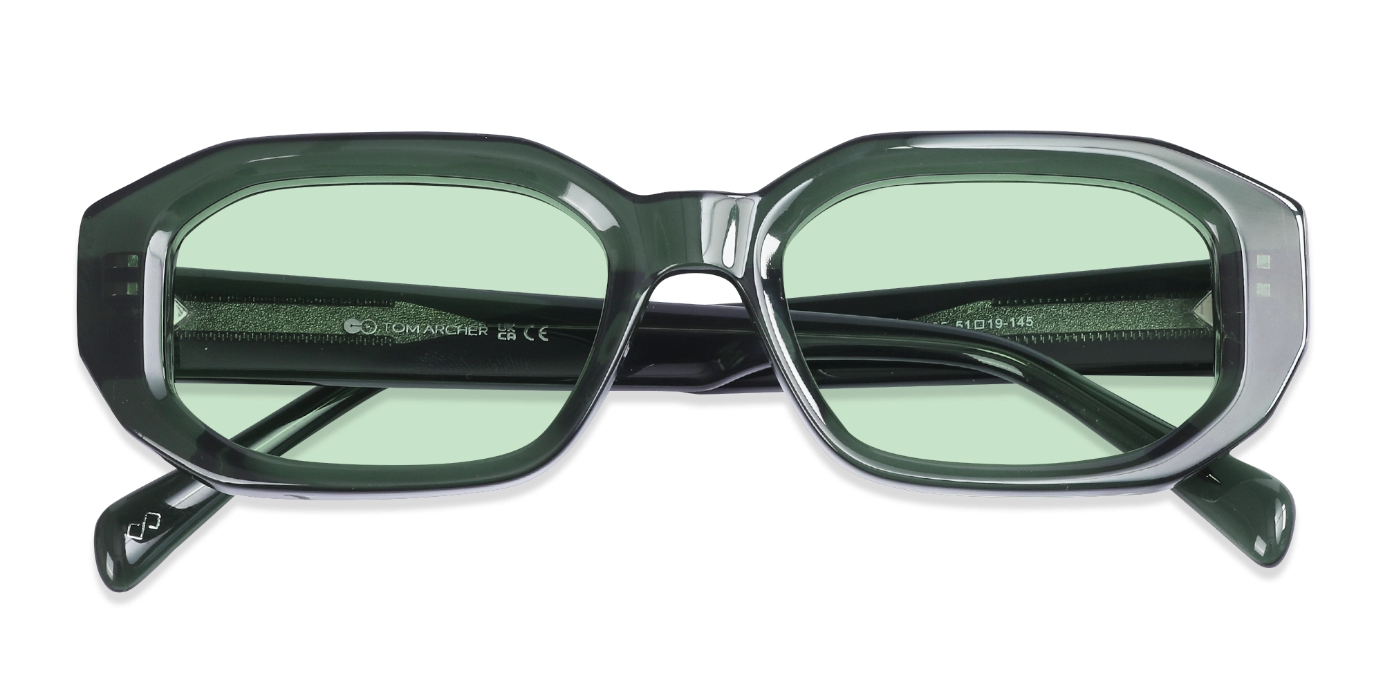 Crystal Olive Green Rectangular Sunglasses 6