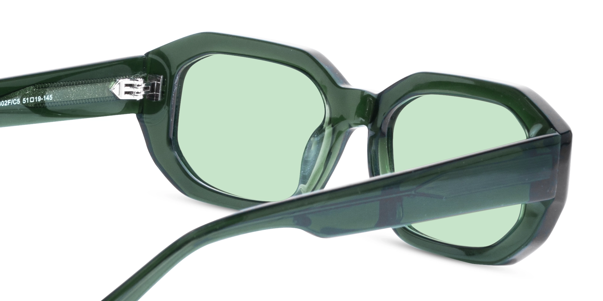 Crystal Olive Green Rectangular Sunglasses 5