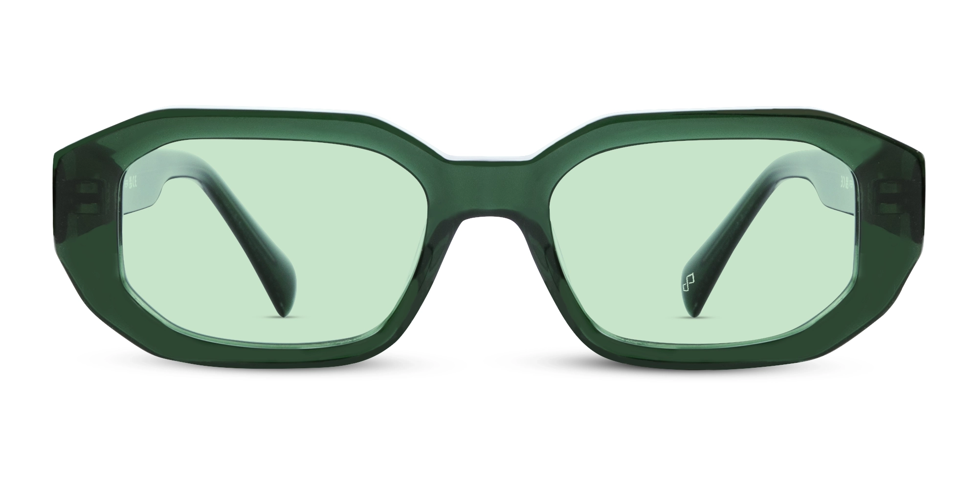 Crystal Olive Green Rectangular Sunglasses 1