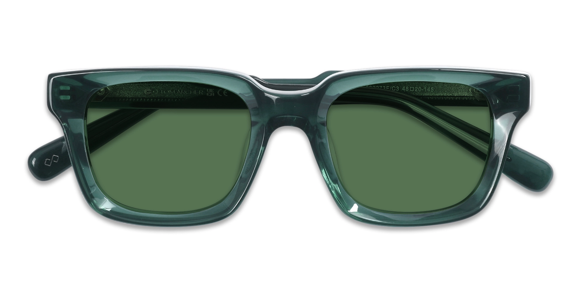 Crystal Viridian Green Square Full-Rim Sunglasses-6