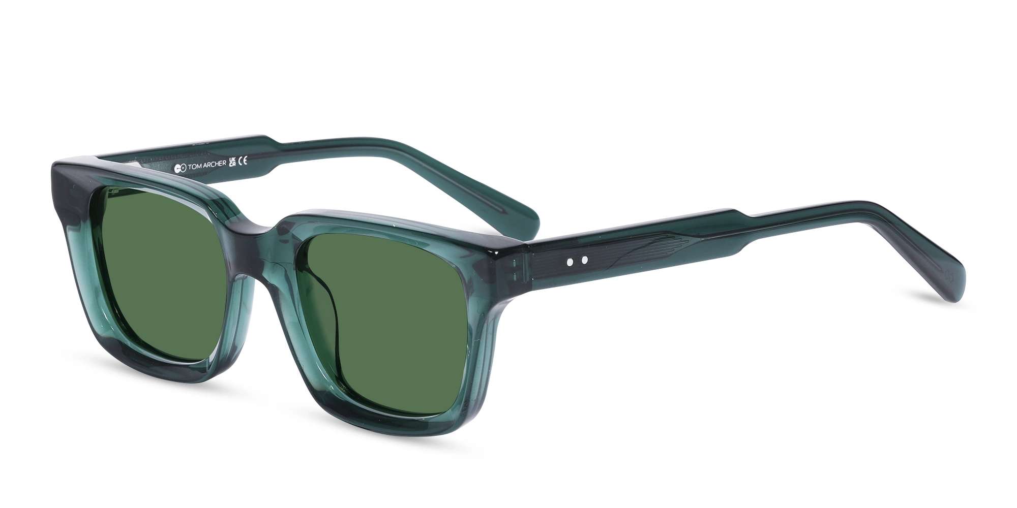 Crystal Viridian Green Square Full-Rim Sunglasses-3