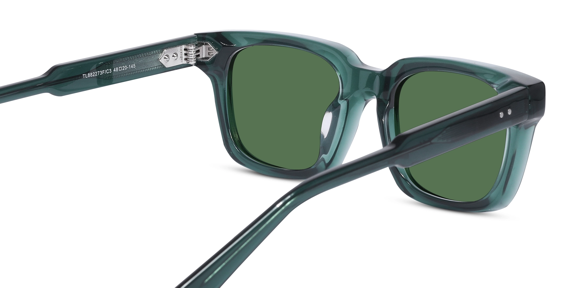 Crystal Viridian Green Square Full-Rim Sunglasses-5