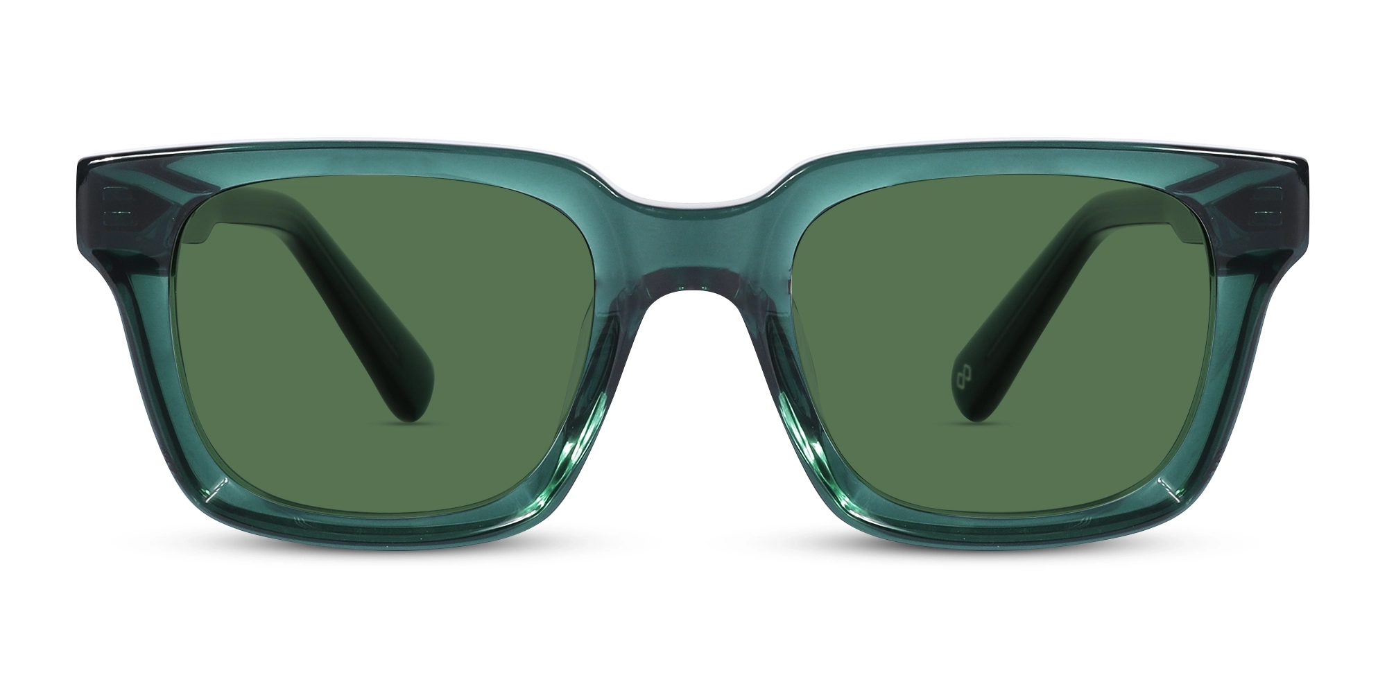 Crystal Viridian Green Square Full-Rim Sunglasses-1