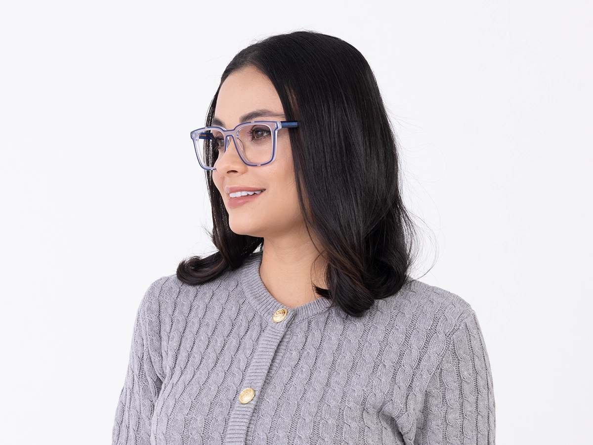White And Blue Square Glasses-52