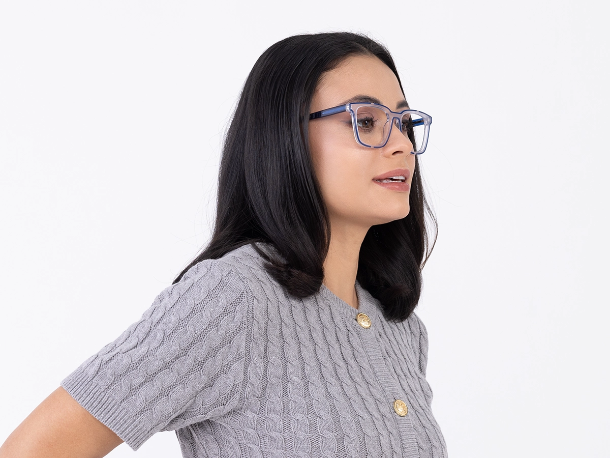 White And Blue Square Glasses-53