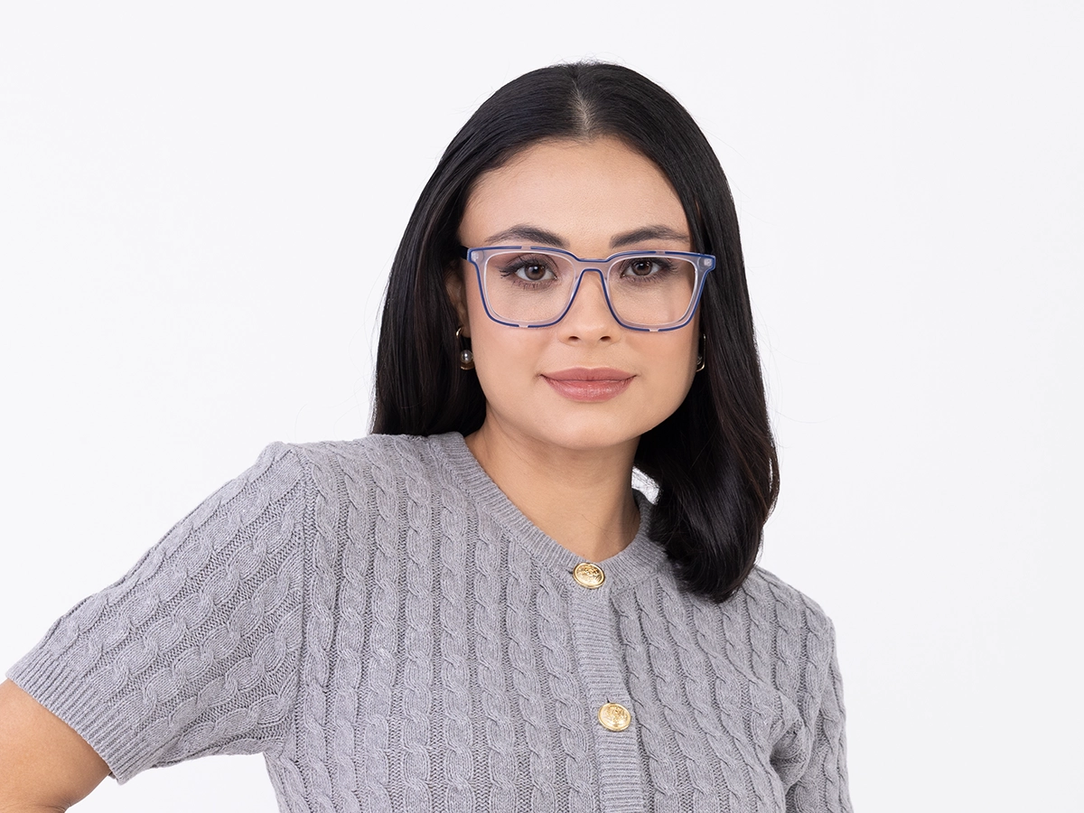 White And Blue Square Glasses-51