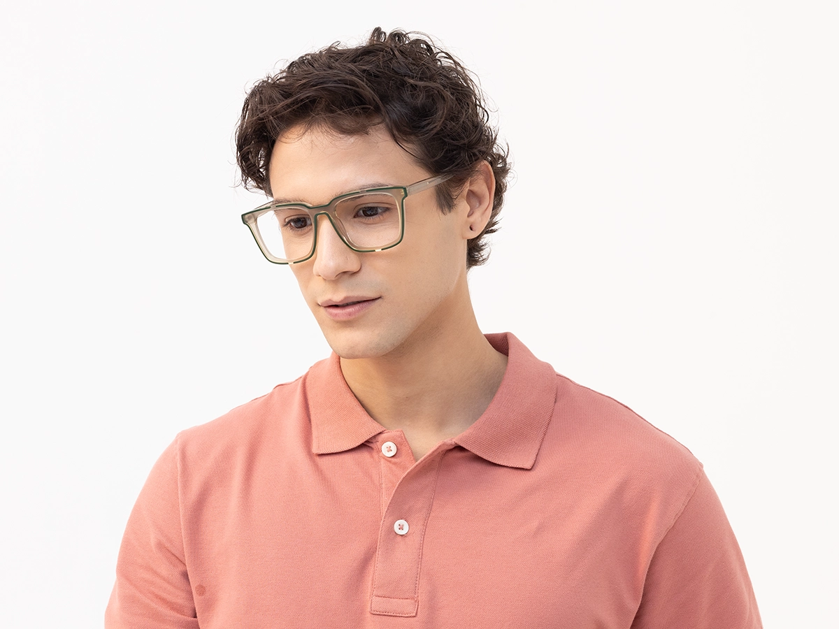 Gold And Green Square Glasses-42
