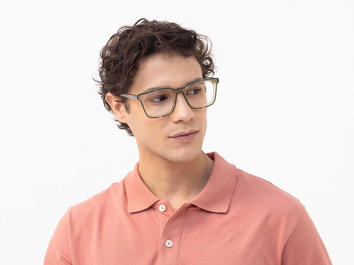 Gold And Green Square Glasses-43