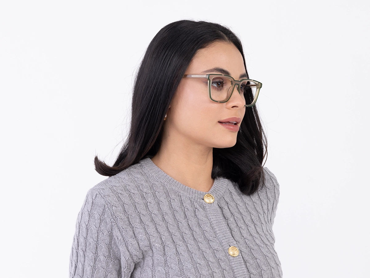 Gold And Green Square Glasses-53
