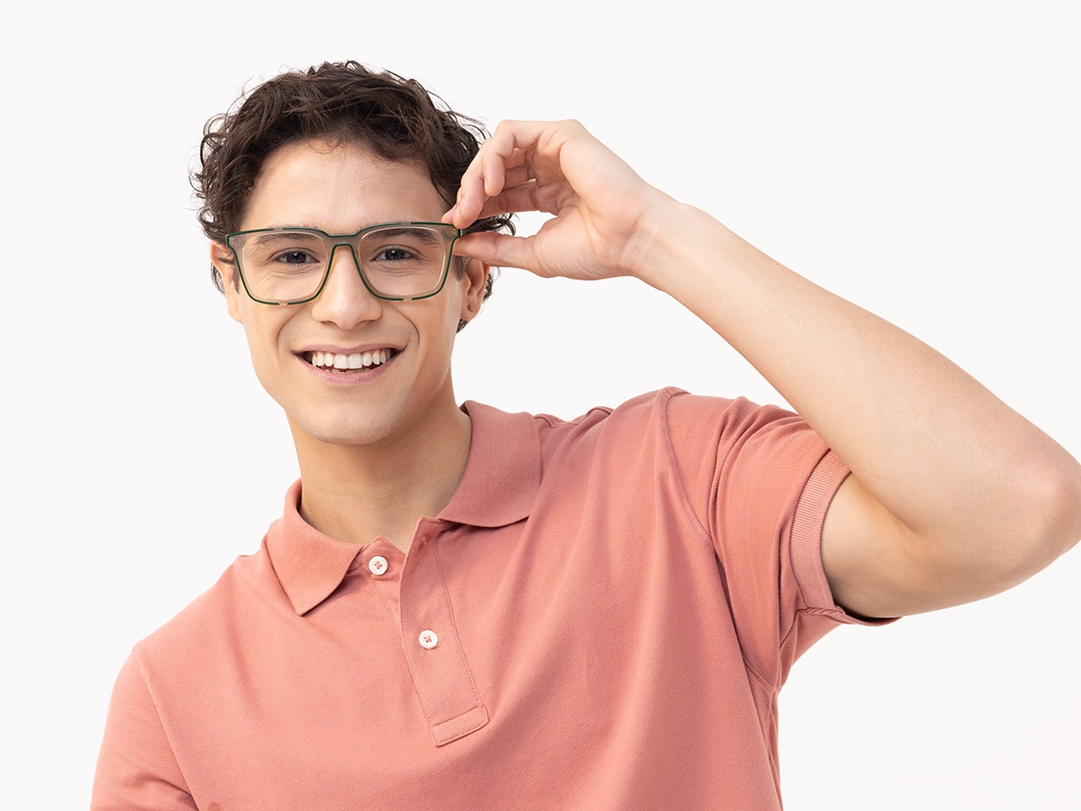 Gold And Green Square Glasses-41