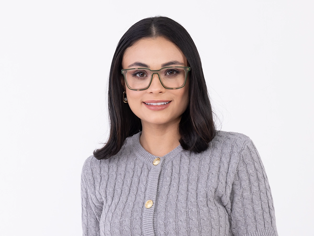 Gold And Green Square Glasses-51