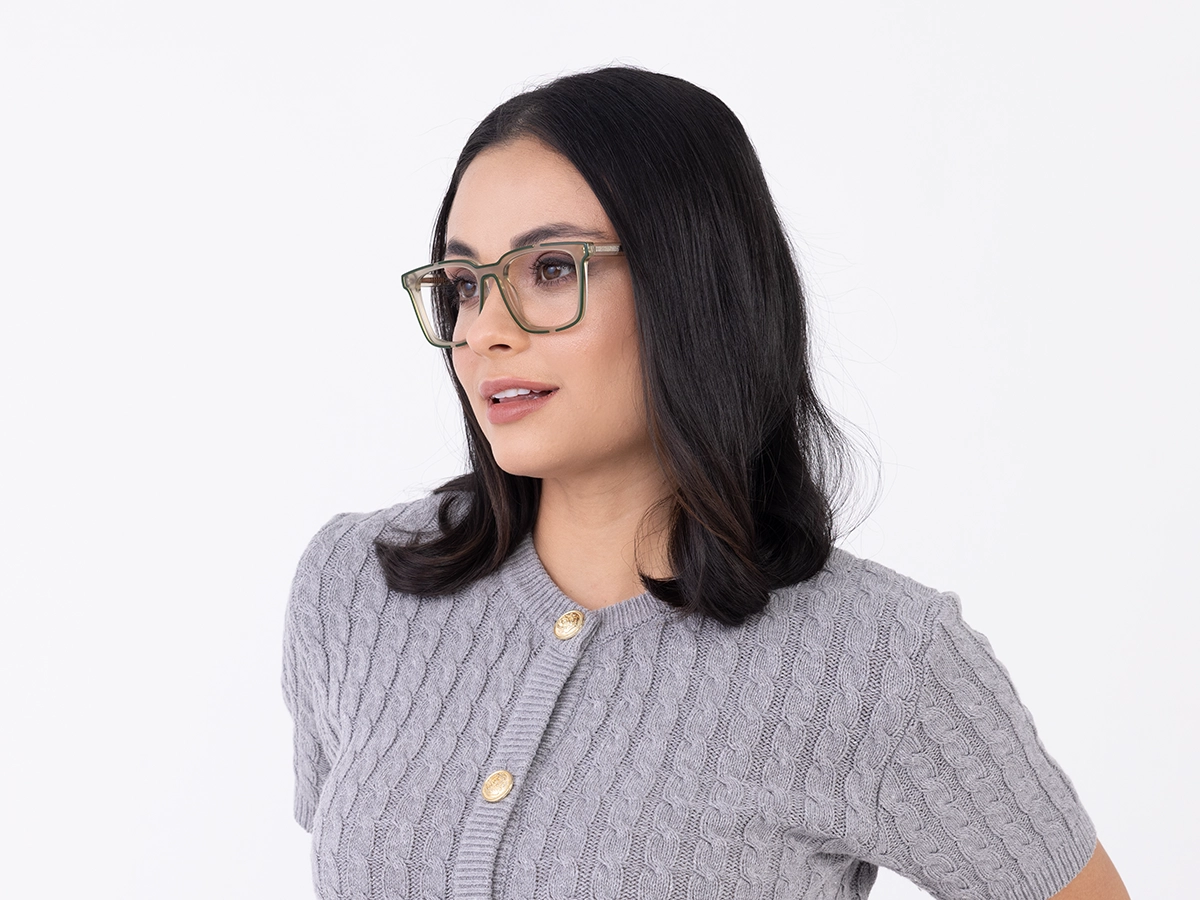 Gold And Green Square Glasses-52