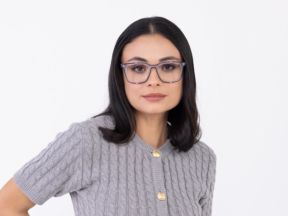 Grey And Brown Acetate Square Eyeglasses-51