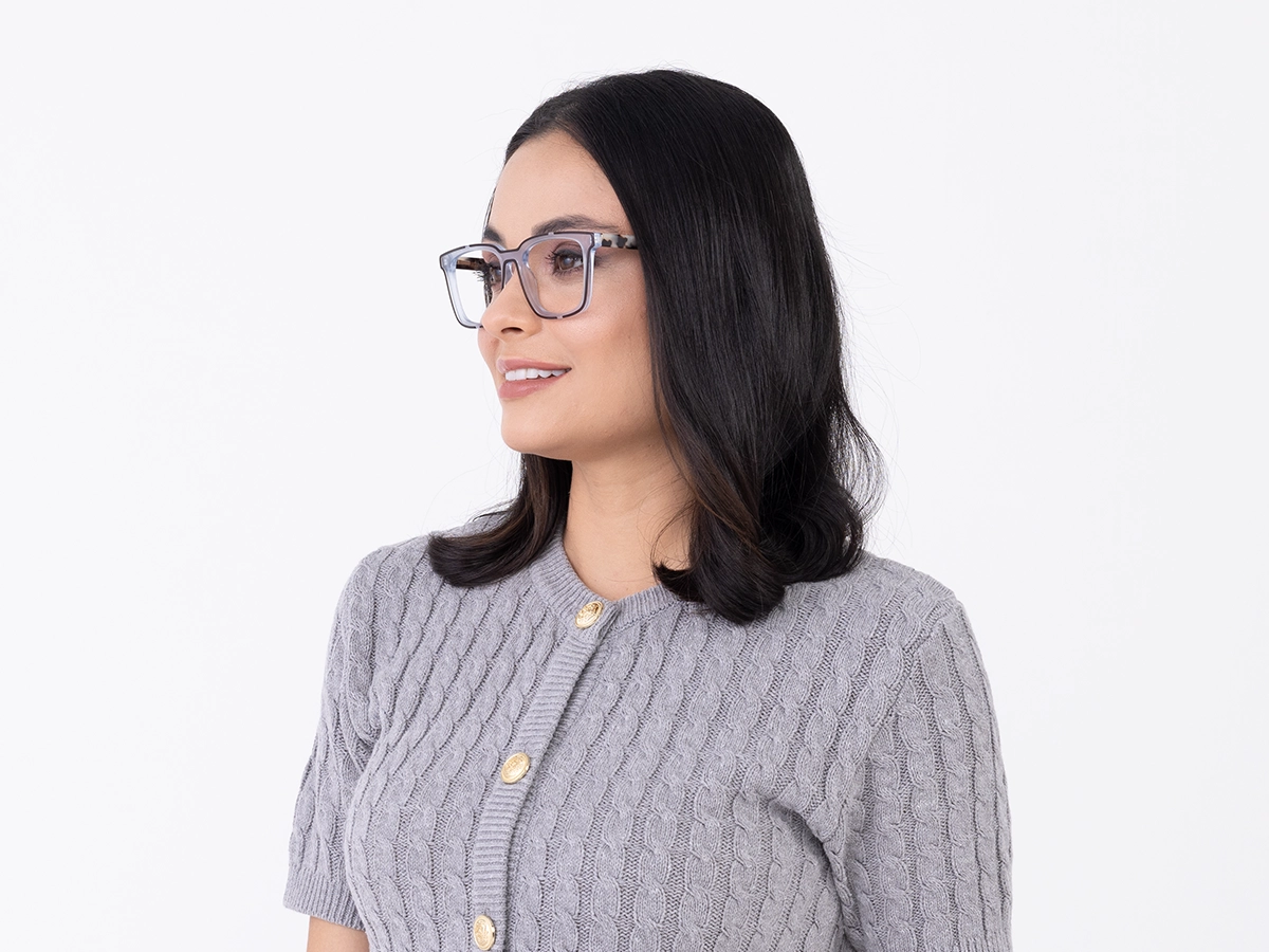 Grey And Brown Acetate Square Eyeglasses-52