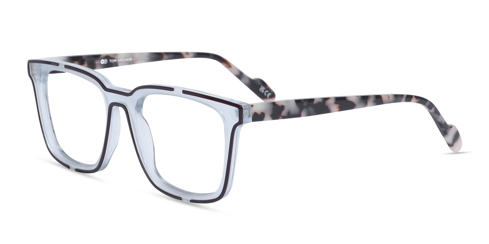 Grey And Brown Acetate Square Eyeglasses-3