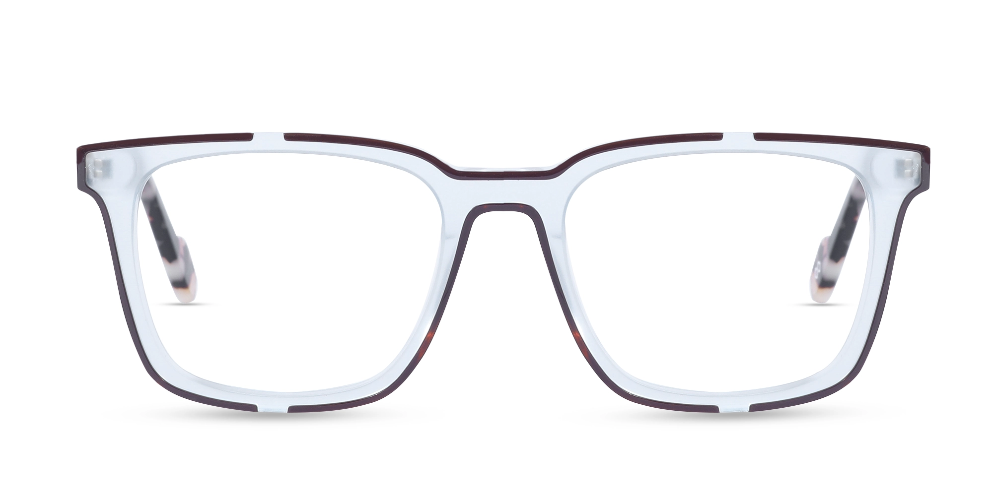 Grey And Brown Acetate Square Eyeglasses-1