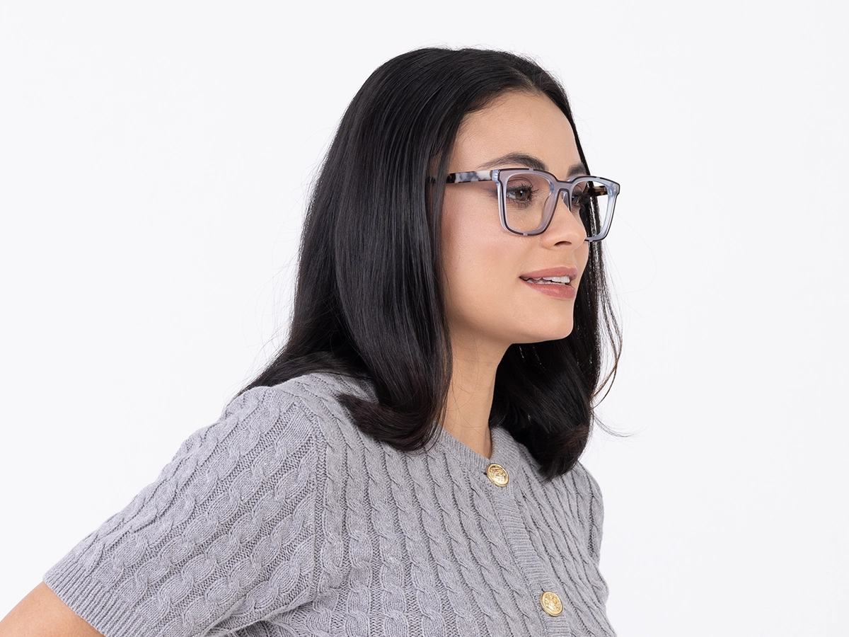Grey And Brown Acetate Square Eyeglasses-53