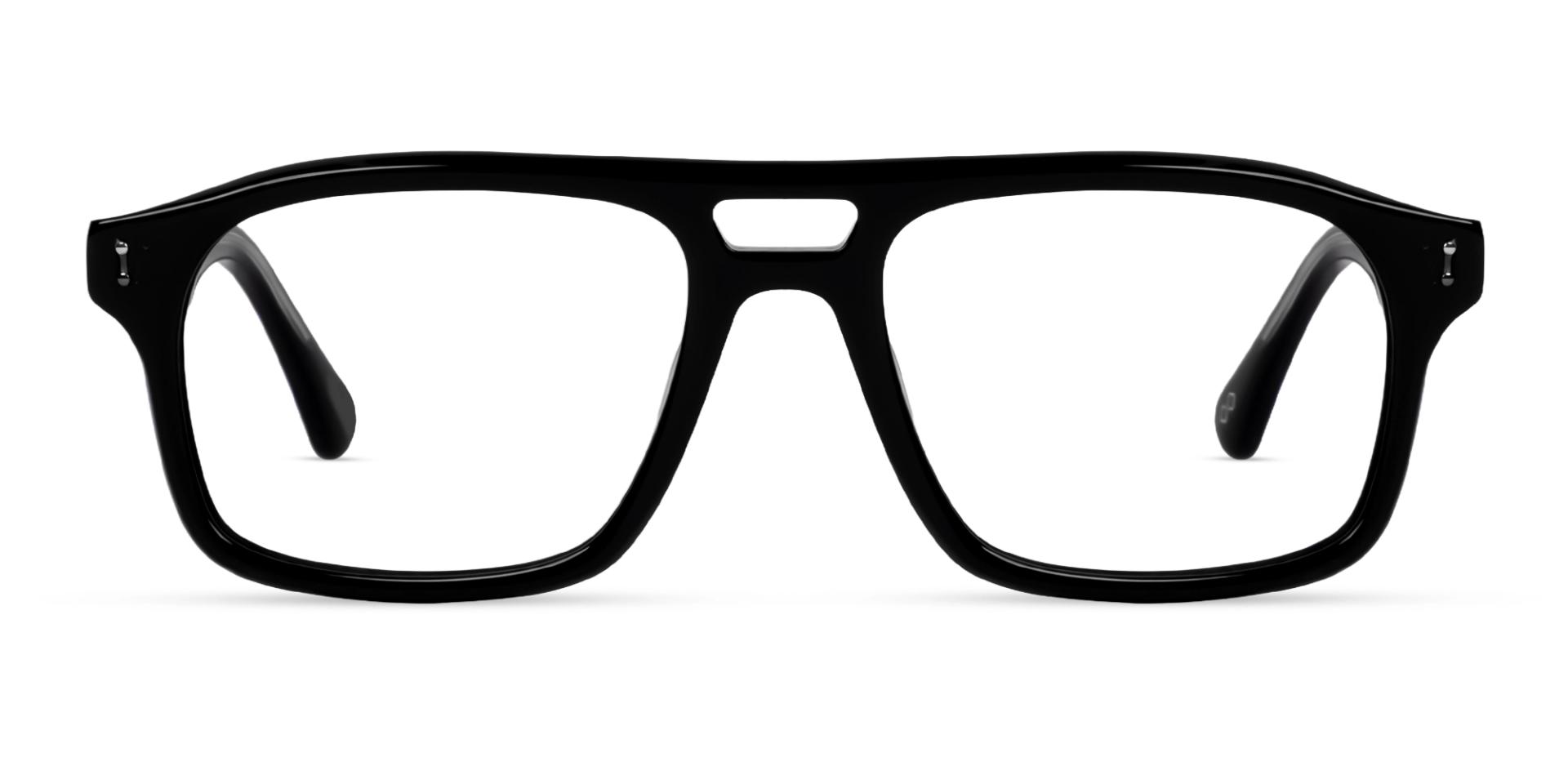 Black Square Pilot Thick Double Bridge Glasses Black Square Pilot Thick Double Bridge Glasses