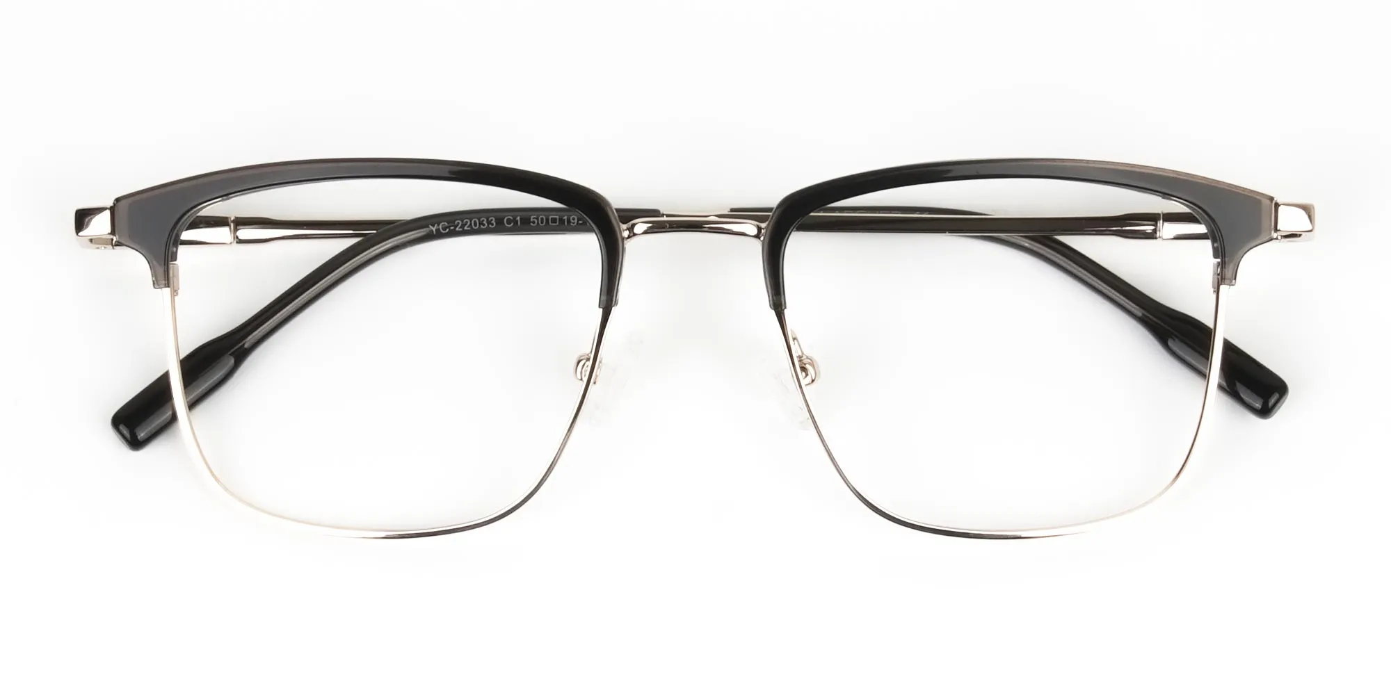 Shining Black and Gold Glasses in Browline Square - 1