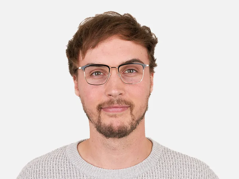 Shining Black and Gold Glasses in Browline Square - 1