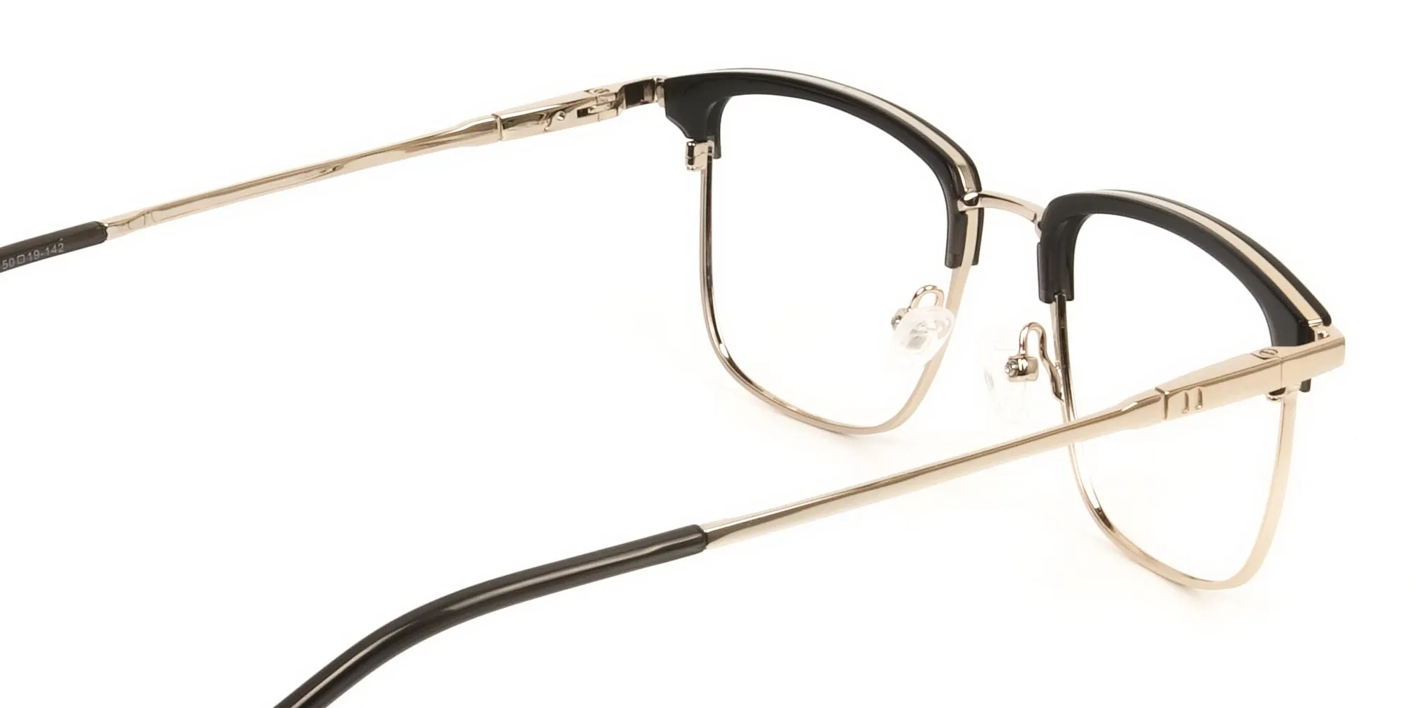Shining Black and Gold Glasses in Browline Square - 1
