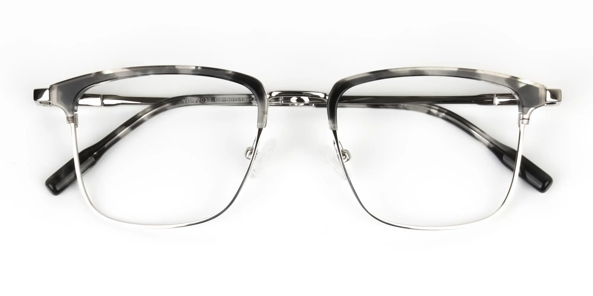 Grey Tortoise and Silver Glasses in Browline & Square - 2