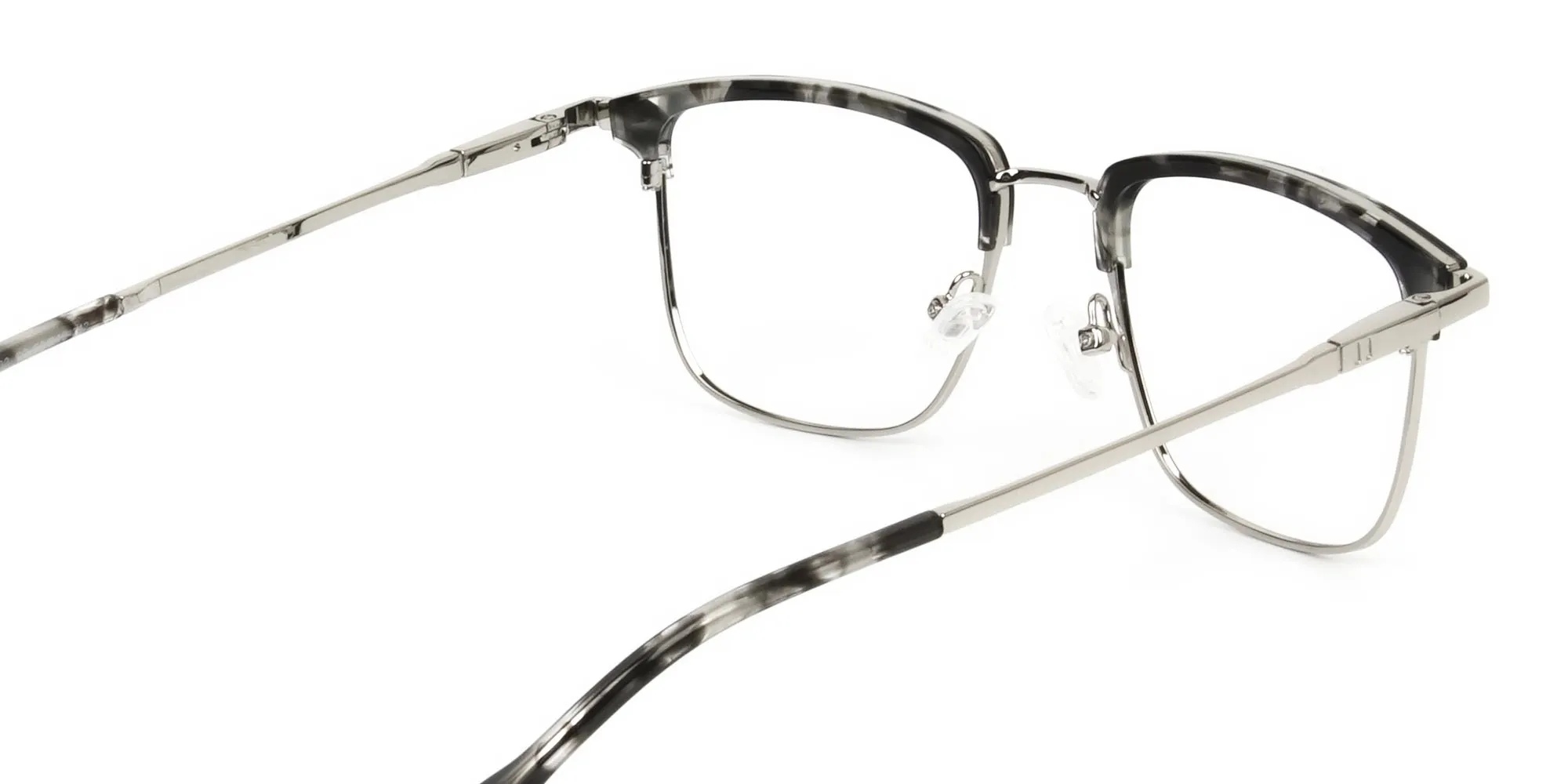 Grey Tortoise and Silver Glasses in Browline & Square - 2