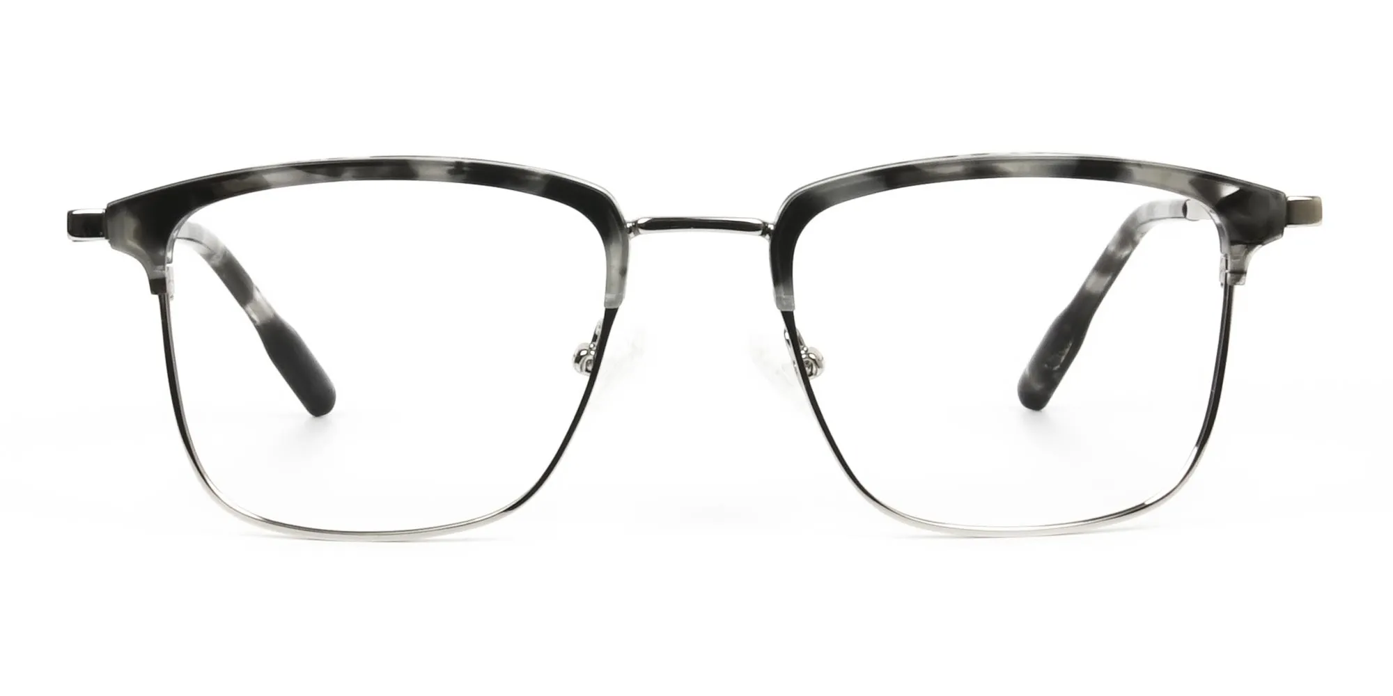 Grey Tortoise and Silver Glasses in Browline & Square - 2