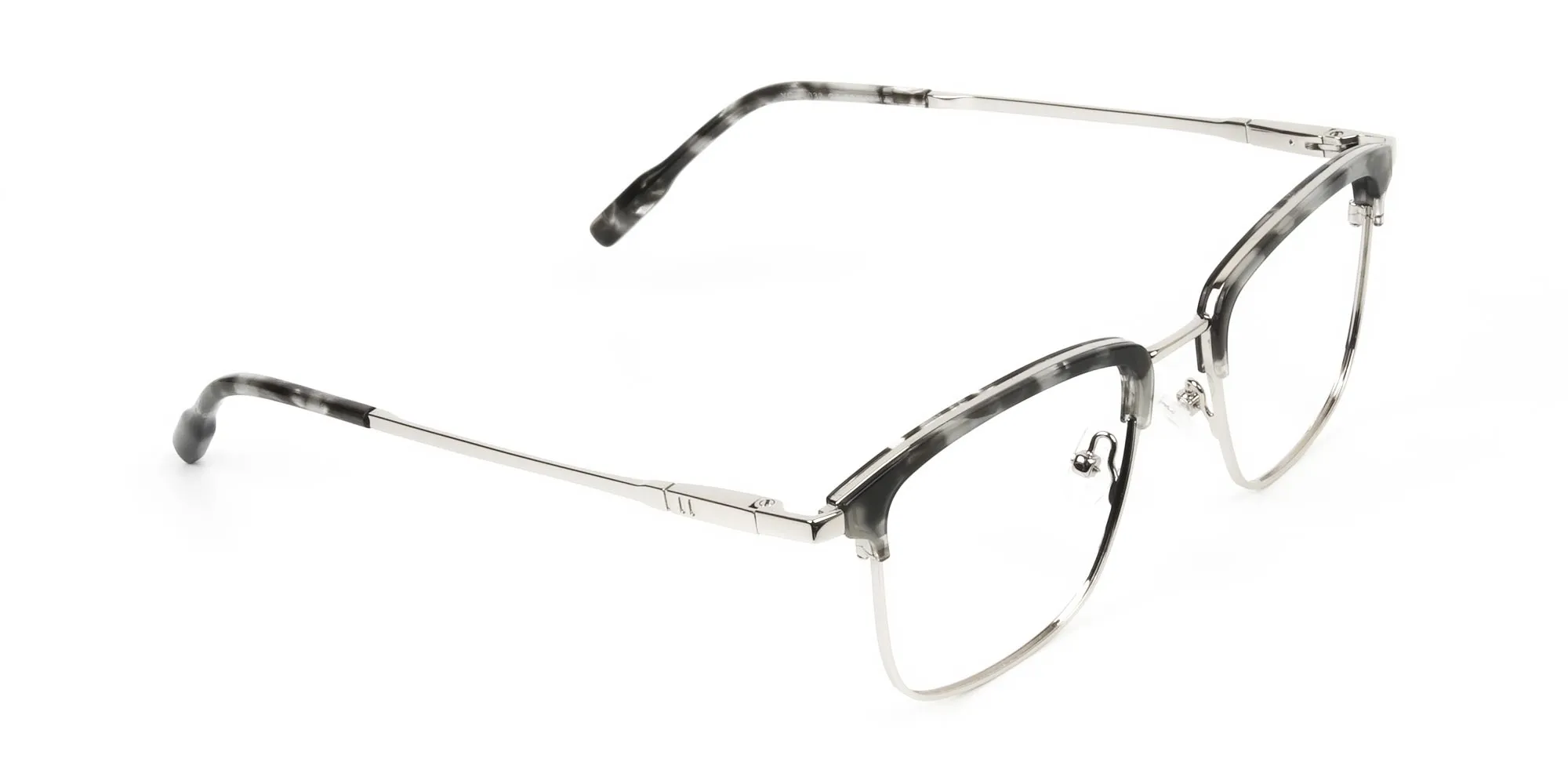 Grey Tortoise and Silver Glasses in Browline & Square - 2