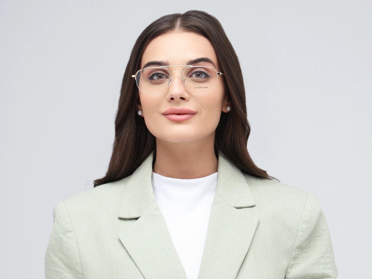 Gold Metal Square Glasses  51