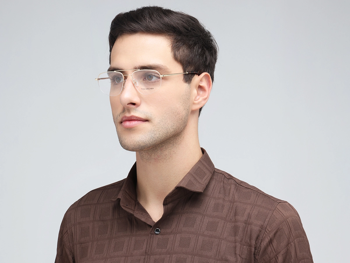 Gold Metal Square Glasses  42